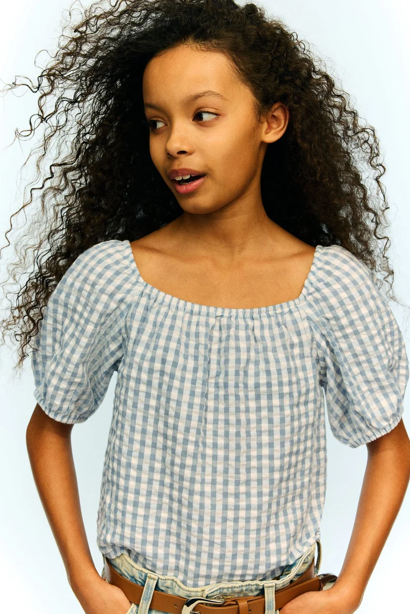 H&M Cotton seersucker top