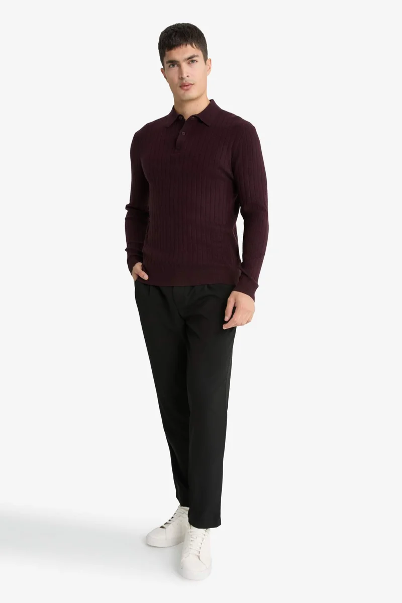 ديفاكتو Standard Fit Polo Collar Knitwear Pullover