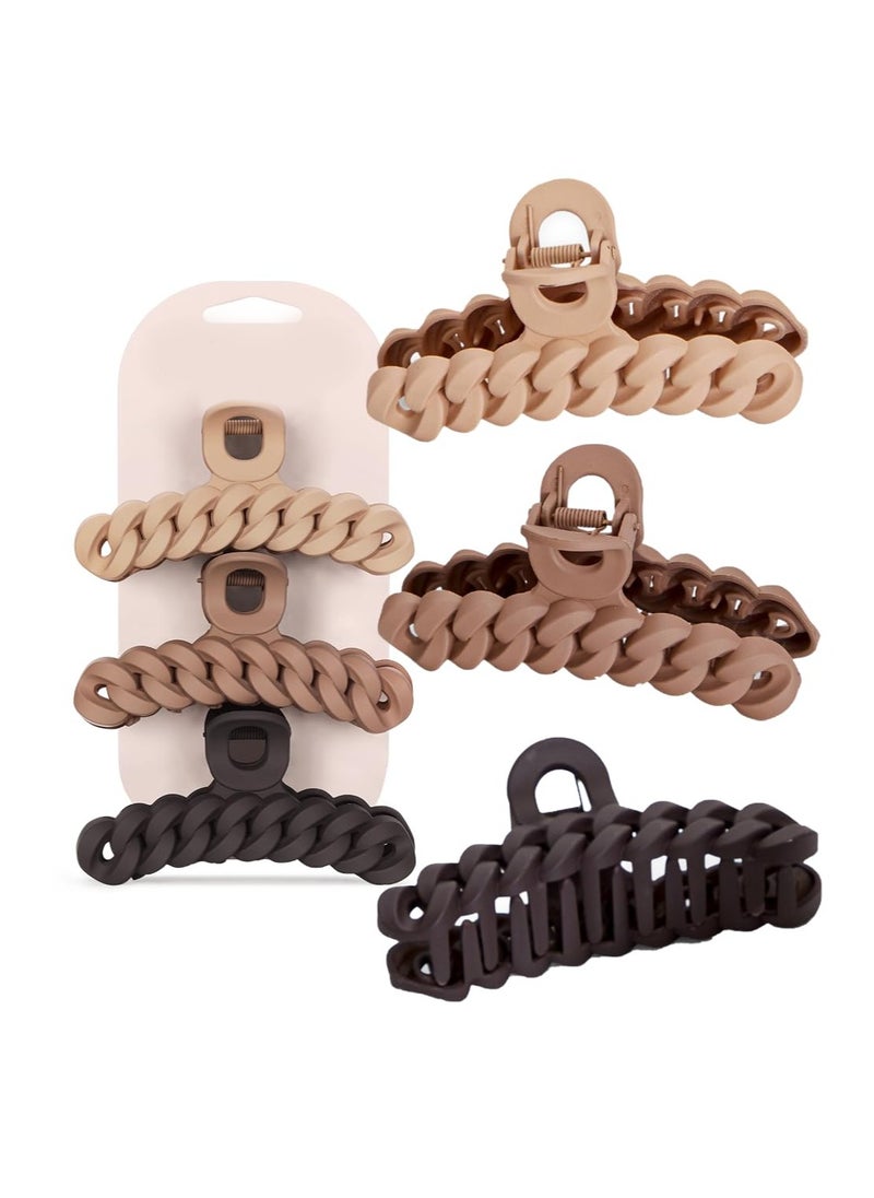 Goolsky Recycled Plastic Large Claw Clip, Big Chain Hair Clips for Women, Large Hair Claw Clips & Jaw Clips, Big Claw Clips for Thick Hair, Claw Hair Clips for Girls (3pc Set Large Neutrals)  - Image 1