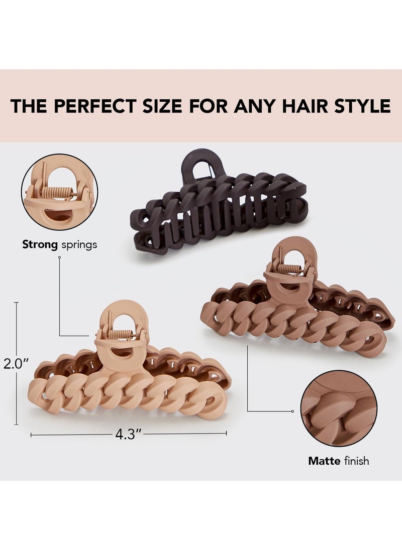 Goolsky Recycled Plastic Large Claw Clip, Big Chain Hair Clips for Women, Large Hair Claw Clips & Jaw Clips, Big Claw Clips for Thick Hair, Claw Hair Clips for Girls (3pc Set Large Neutrals)  - Image 5