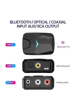 Generic DAC Digital to Analog Audio Converter with Bluetooth 5.0 Receiver, Optical Coaxial Bluetooth Digital Audio to Stereo Analog RCA & 3.5mm  - Image 2