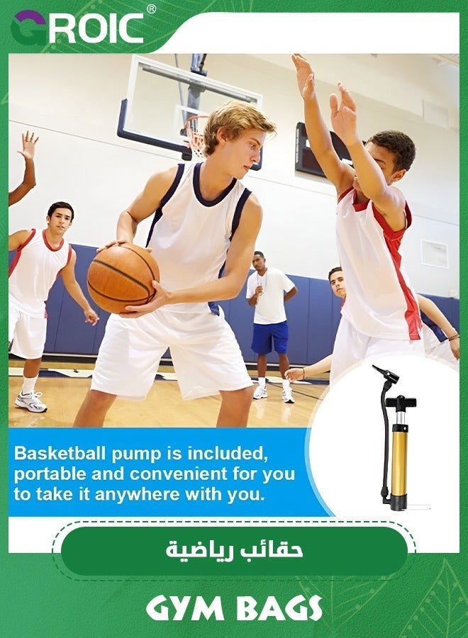 GROIC Ball Bag, Size 7 Basketball Bag Soccer Football Volleyball Softball Sports Holder Carrier+Adjustable Shoulder Strap 2 Side Mesh Pockets f/Water Bottle Towel Shoes with Pump - Image 5