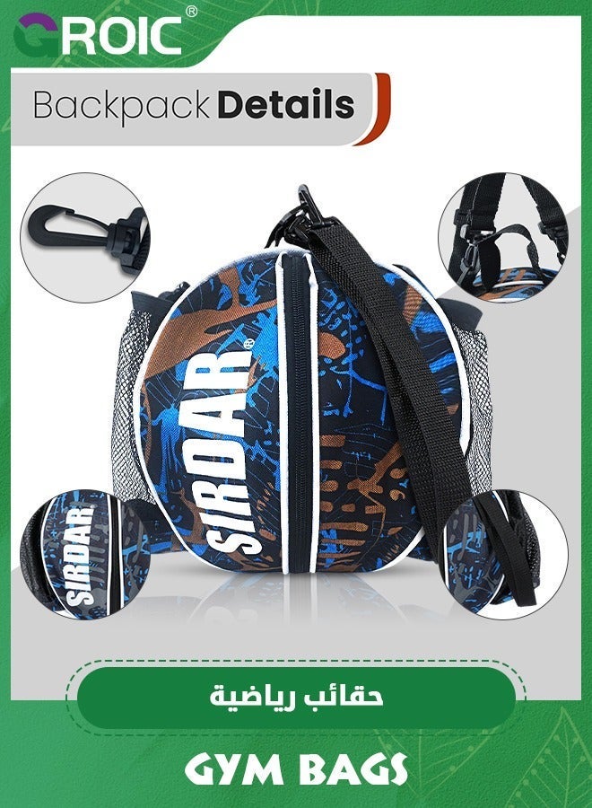GROIC Ball Bag, Size 7 Basketball Bag Soccer Football Volleyball Softball Sports Holder Carrier+Adjustable Shoulder Strap 2 Side Mesh Pockets f/Water Bottle Towel Shoes with Pump - Image 2