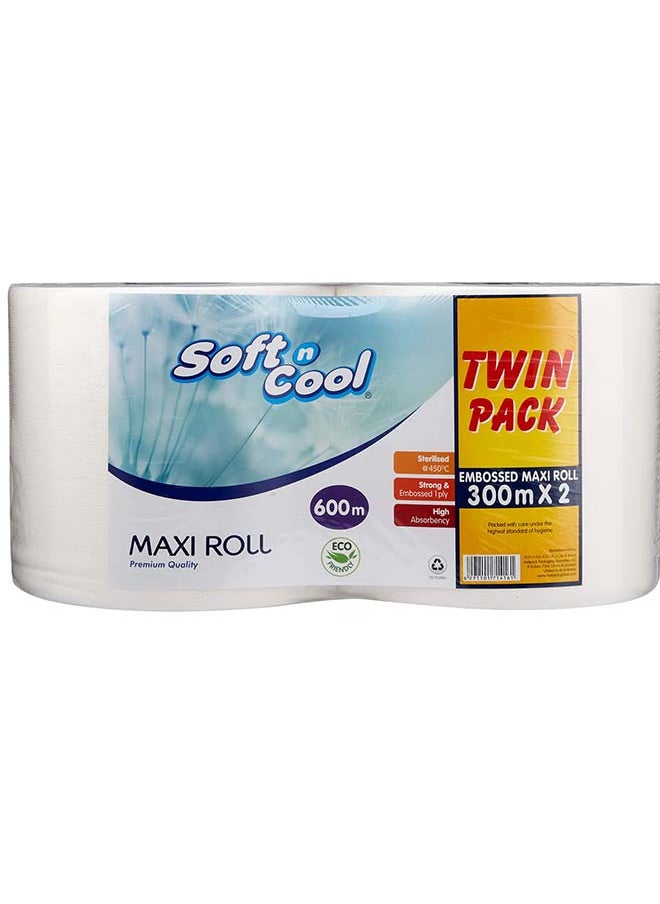 Hotpack Soft N Cool Embossed Maxi Roll 600 Meter 1 Ply 2 Roll Twin Pack 