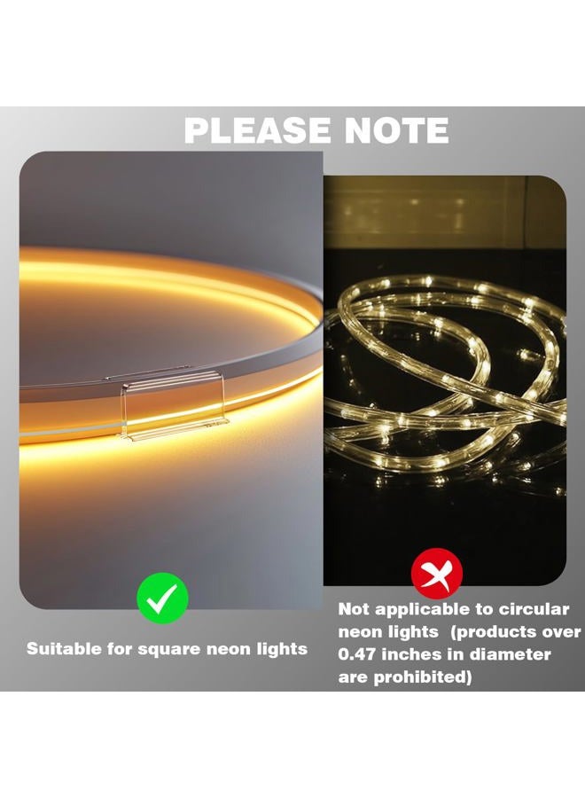 Hetyue Neon Rope Light Clips Mounting - 24 Pcs Clear Waterproof LED Strip Clip Brackets - Adhesive Wall Mount Holder for Govee and Other Neon LED Lights Strips - Image 2
