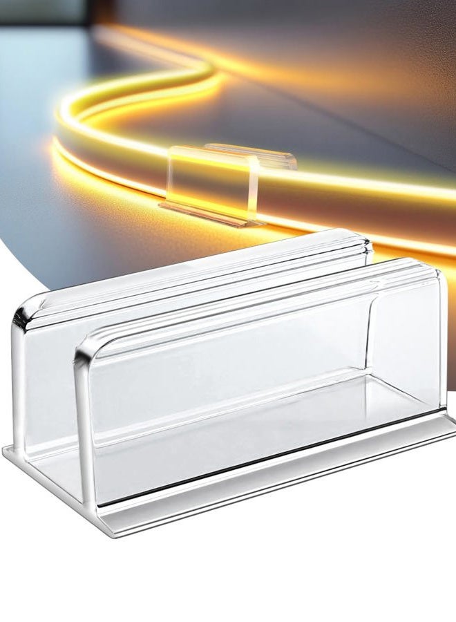 Hetyue Neon Rope Light Clips Mounting - 24 Pcs Clear Waterproof LED Strip Clip Brackets - Adhesive Wall Mount Holder for Govee and Other Neon LED Lights Strips - Image 1