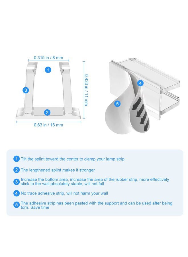 Hetyue Neon Rope Light Clips Mounting - 24 Pcs Clear Waterproof LED Strip Clip Brackets - Adhesive Wall Mount Holder for Govee and Other Neon LED Lights Strips - Image 4