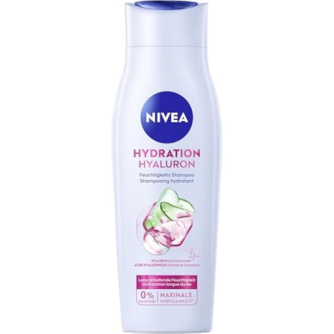 Nivea HYDRATION HYALURONIC MOISTURISING SHAMPOO (250 ML), HAIR CARE FOR DRY HAIR WITH HYALURON, VEGAN HAIR SHAMPOO FOR NATURAL SHINE