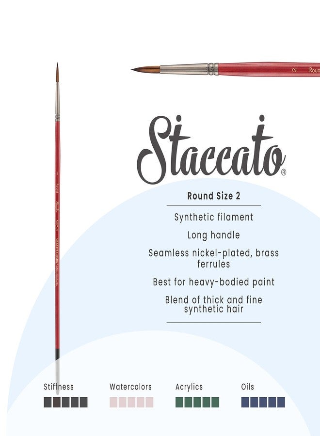 Creative Mark Staccato Artist Paintbrush - Round Size 2 - Synthetic Long Handled Brushes for Acrylic Paints, Handmade and Full Bodied with Springy Response - Image 2
