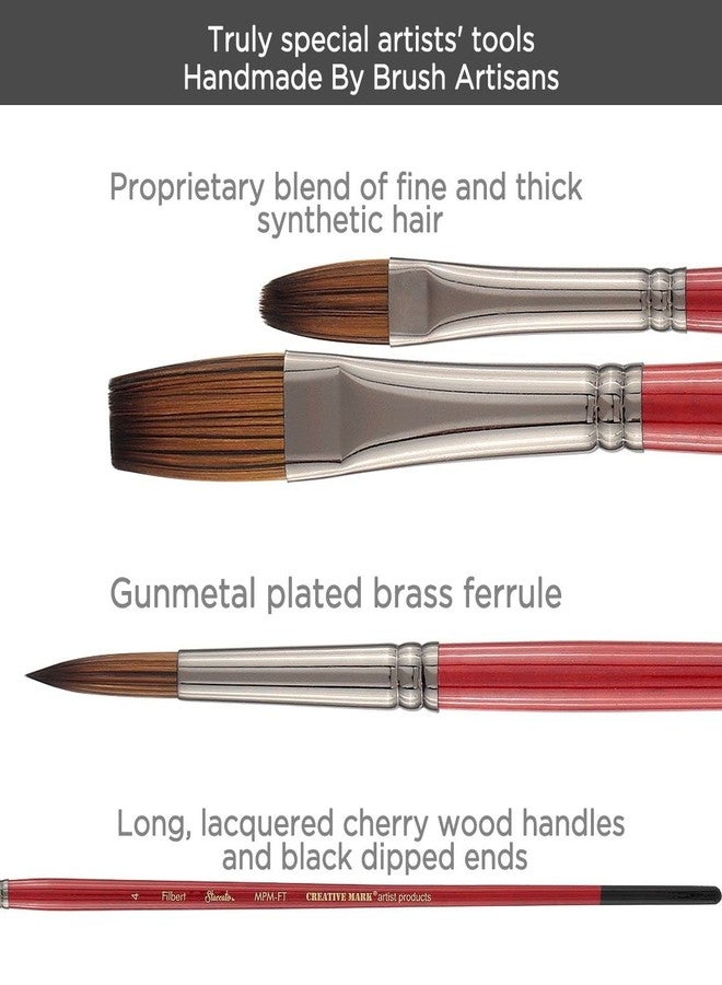 Creative Mark Staccato Artist Paintbrush - Round Size 2 - Synthetic Long Handled Brushes for Acrylic Paints, Handmade and Full Bodied with Springy Response - Image 3