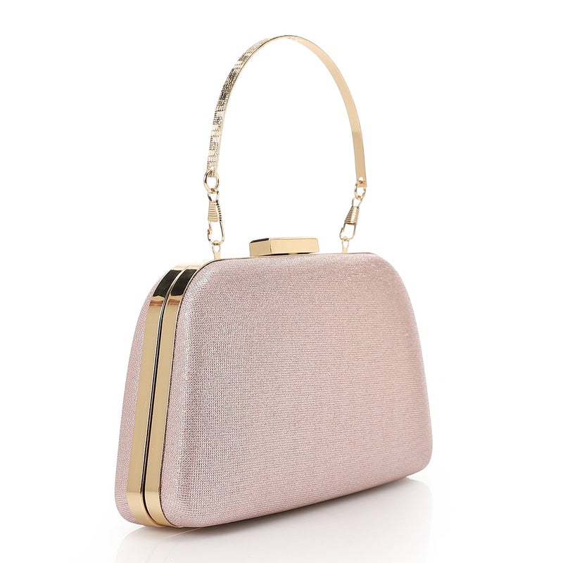 Mr.joe Elegant Glitter Clutch with Metal Handle -Pink - Image 2