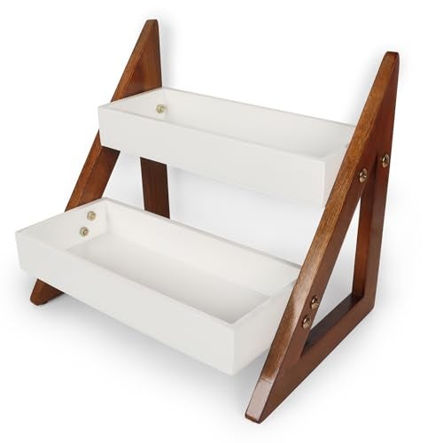 Kundi Versatile Wooden Triangular Spice Rack - 2-Tier Kitchen Countertop Organizer with Jars & Bottles Holder | Stylish Kitchen Storage & Décor (2 Tier) - Image 4