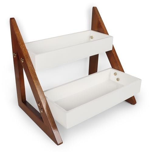 Kundi Versatile Wooden Triangular Spice Rack - 2-Tier Kitchen Countertop Organizer with Jars & Bottles Holder | Stylish Kitchen Storage & Décor (2 Tier) - Image 3