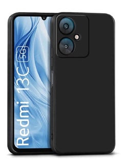 Generic Xiaomi Redmi 13C 5G, Poco M6 5G Slim Ultra Soft Rubberised Back Cover, Inner Velvet Fabric Lining, Matte Silicone Flexible Camera Protection, Black  - Image 1