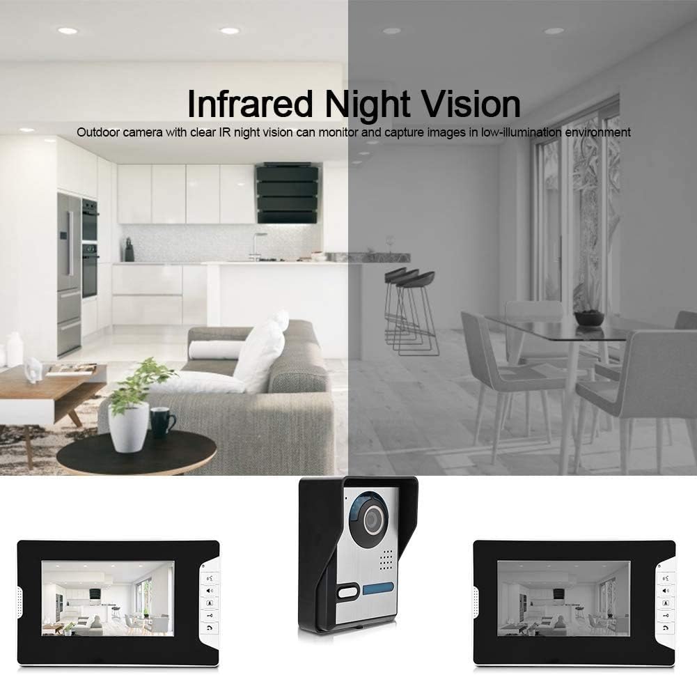 Video Doorbell Kit Doorbell Intercom Kits Smart Security Camera System Home Protection Devices with 7-Inch TFT LCD Screem Night Vision Function Super Rainproof(US Plug)