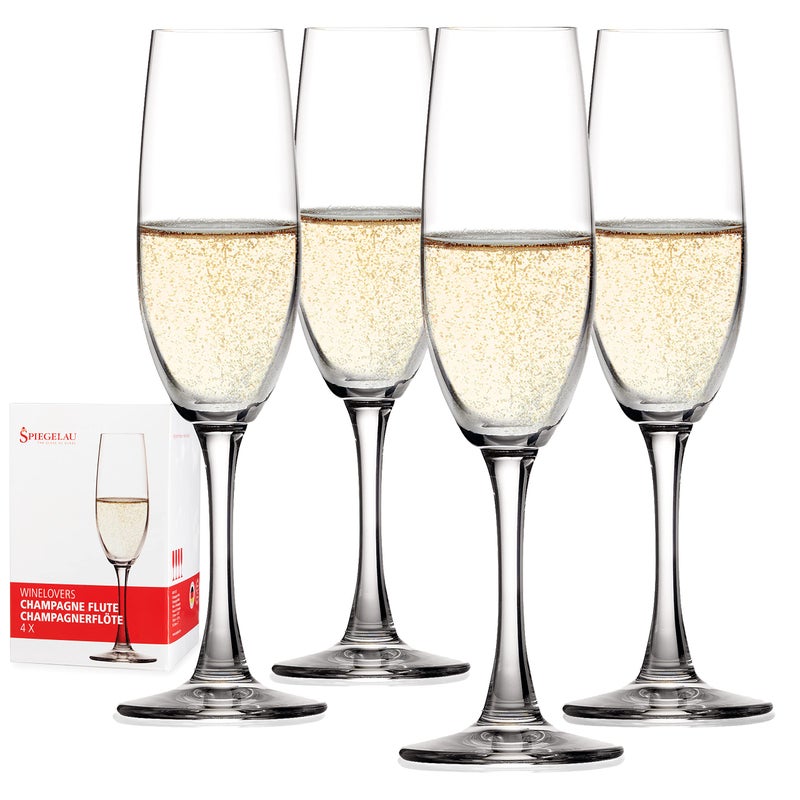 Spiegelau Wine Lovers Champagne Flutes, Elegant Crystal Champagne Glasses Gift Set, Perfect for Prosecco, Sparkling Rose, Mocktails, Home Bar Accessories, Housewarming, Wedding Gifts, 6.7 oz, Set of 4 - Image 1
