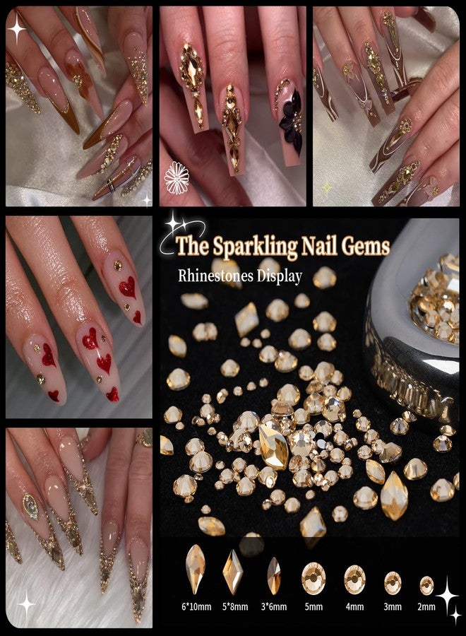 EARLMONI 12000PCS Flat Back Rhinestone Kits Pink Rhinestones Silver Face Gems Gold Nail Charms Flatback Pearls + Rhinestone Picker Tool 3D Shapes Nails Jewels for Bedazzling Face Makeup and Nail Art - Image 4
