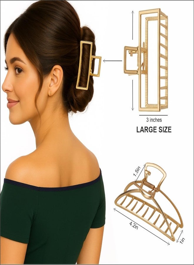kapimo 6 Pcs Big Hair Claw Clips for Women Girls Gold Matte Metal Clutcher Strong Grip for Thick Long Hair Secure Hold Claw Clamps - Image 3