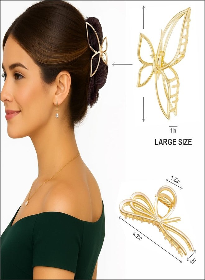 kapimo 6 Pcs Big Hair Claw Clips for Women Girls Gold Matte Metal Clutcher Strong Grip for Thick Long Hair Secure Hold Claw Clamps - Image 4