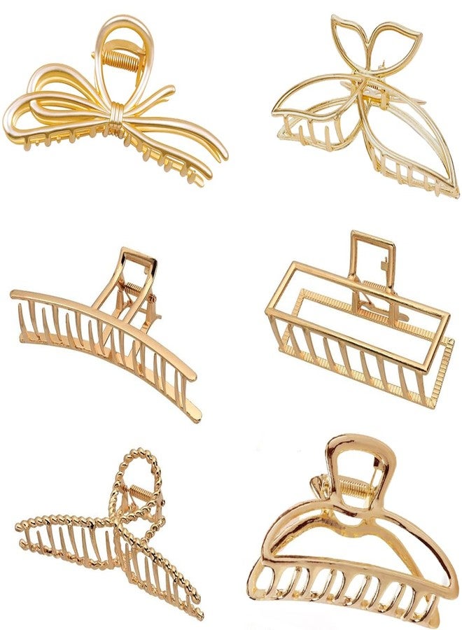 kapimo 6 Pcs Big Hair Claw Clips for Women Girls Gold Matte Metal Clutcher Strong Grip for Thick Long Hair Secure Hold Claw Clamps - Image 1