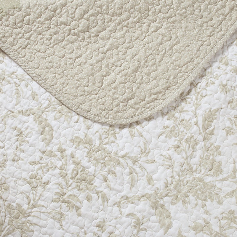 Laura Ashley Home - Amberley Collection - Quilt Set - 100% Cotton, Breathable & Lightweight, Reversible Bedding, Pre-Washed for Added Softness, Queen, Biscuit - Image 3