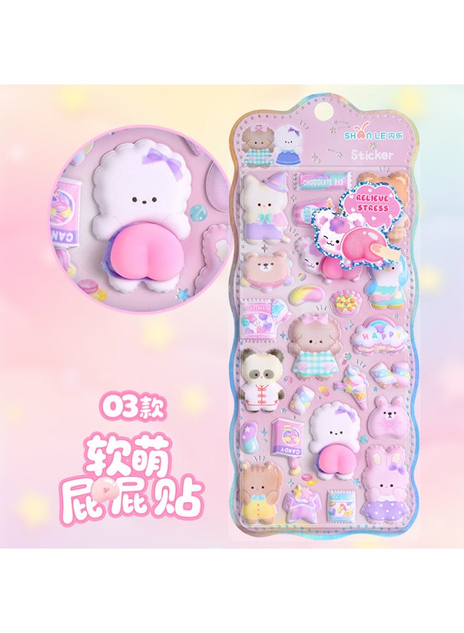 Flash Hot Shimmer Stickers 3d Relief Stickers Solid Children's Cartoon Animal Crystal Phone Case Decorations - Image 1