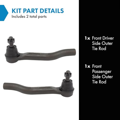 TRQ Front Outer Tie Rod Set Compatible with 2015-2019 Acura TLX 2013-2017 Honda Accord - Image 2