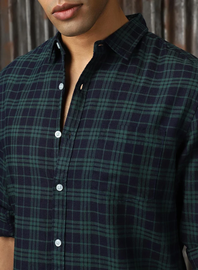 هاي ستار Men's Multicoloured 100% Cotton Checkered Button Down Shirt