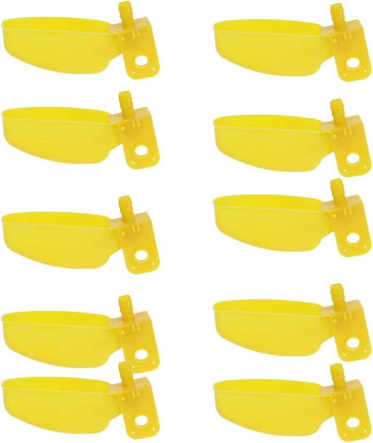 10 قطعة من أوعية الشرب الأوتوماتيكية للدواجن، سقاية صفراء كبيرة للدجاج، مناسبة للحمام والسمان والببغاء، متوافقة مع أنبوب الماء - Image 2