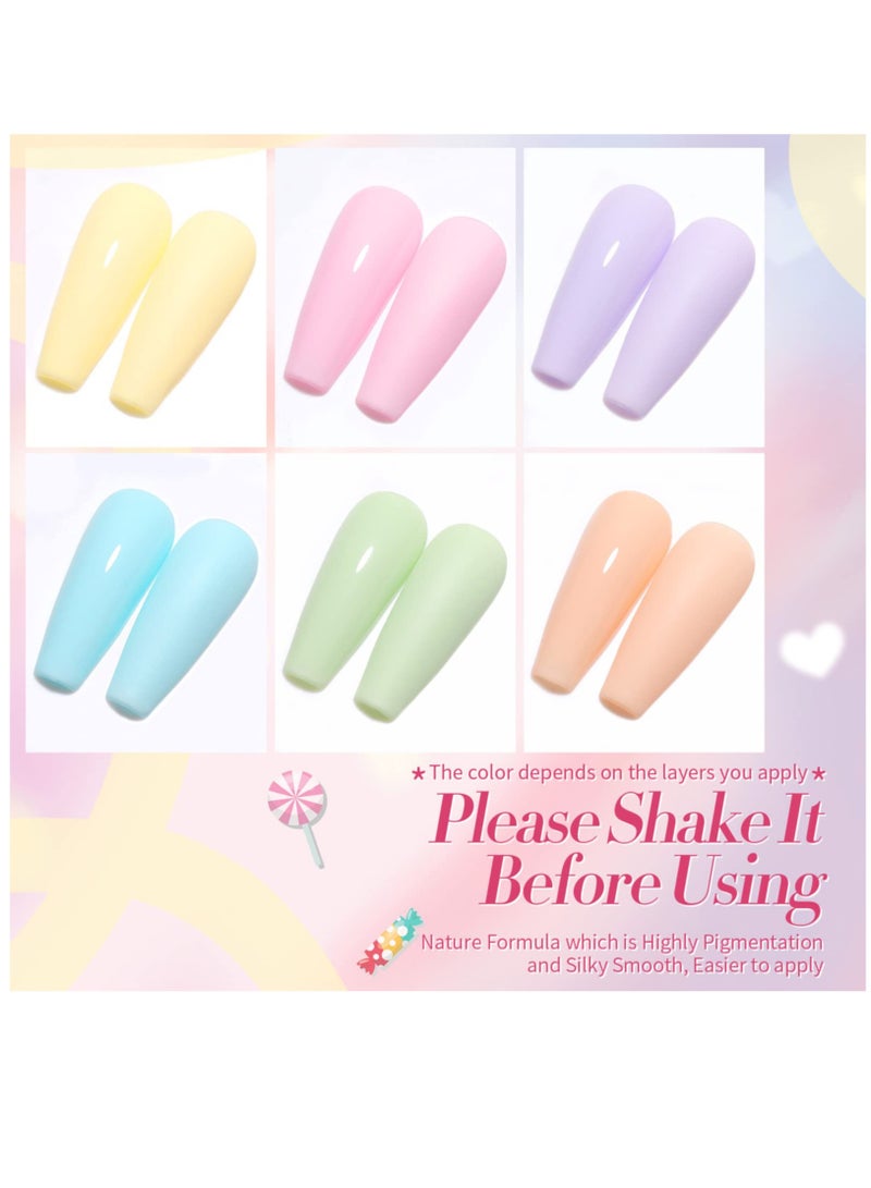 Excefore Gel Nail Polish Set 6PCS, Pastel Spring Summer Gel Polish Macaron Candy Sweet Color Gel Polish Soft Pink Yellow Purple Blue Green Colors Collection Nail Art Gift Box 10ML - Image 2