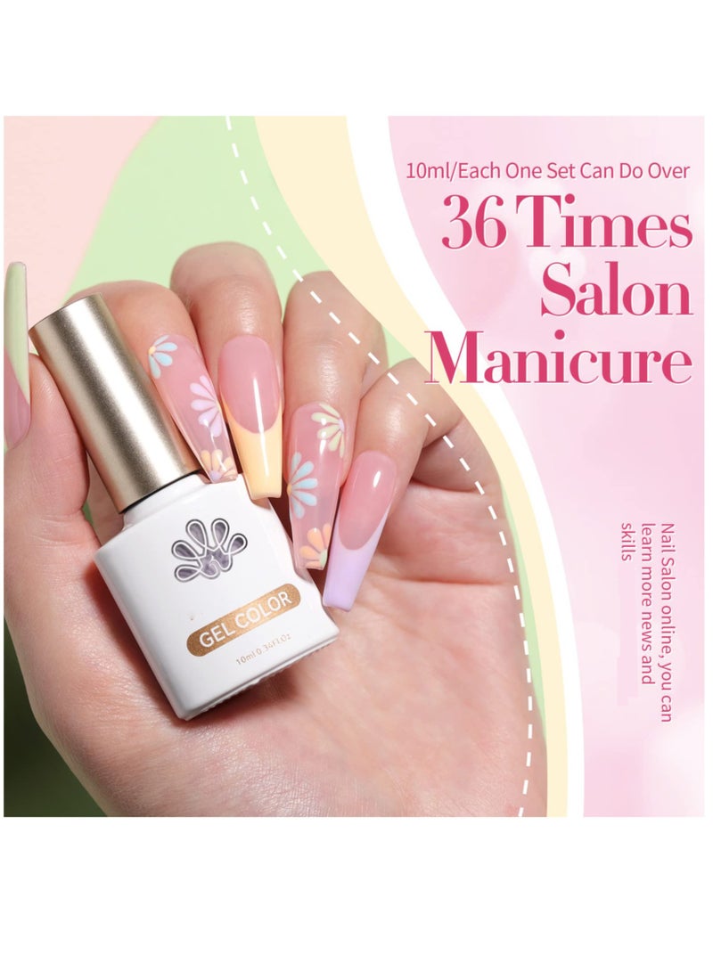 Excefore Gel Nail Polish Set 6PCS, Pastel Spring Summer Gel Polish Macaron Candy Sweet Color Gel Polish Soft Pink Yellow Purple Blue Green Colors Collection Nail Art Gift Box 10ML - Image 5