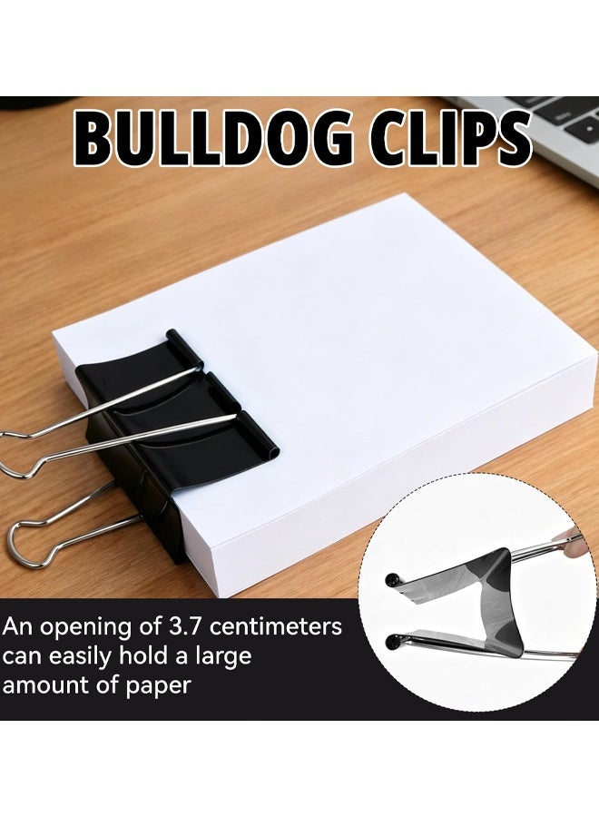 2 PCS Large Bulldog Binder Clips,75MM Paper Clips Heavy Duty,Metal Foldback Clips,Black Paper Clamps,File Money Papper Stationary Clamps For Office School Home Kitchen Shops - Image 4