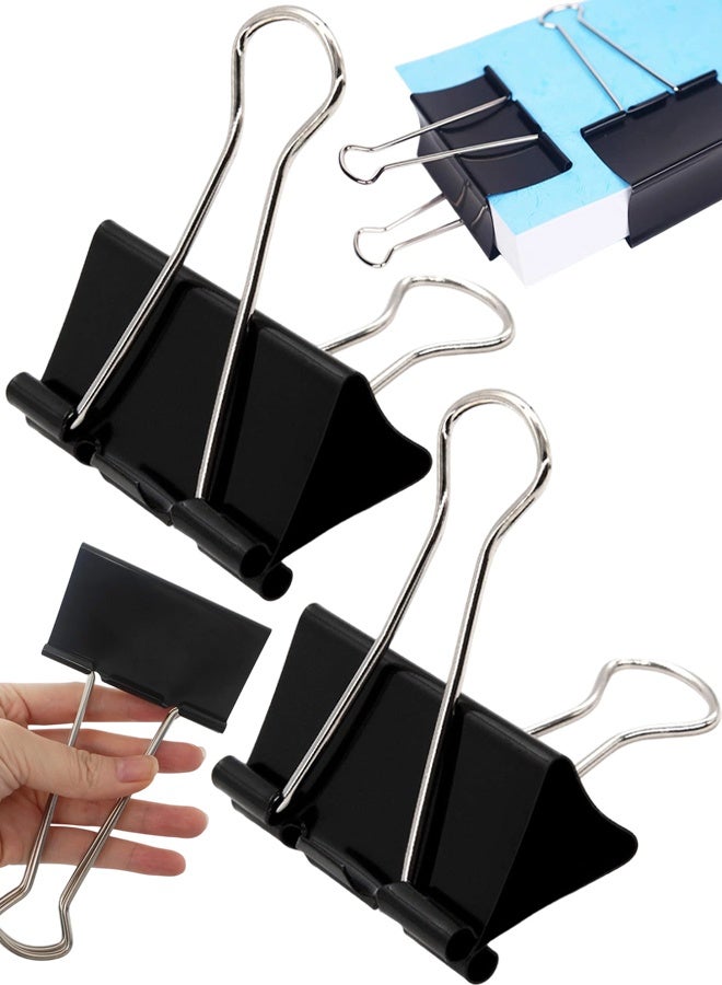 2 PCS Large Bulldog Binder Clips,75MM Paper Clips Heavy Duty,Metal Foldback Clips,Black Paper Clamps,File Money Papper Stationary Clamps For Office School Home Kitchen Shops - Image 1