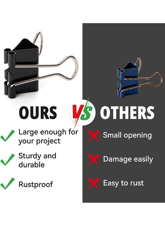 2 PCS Large Bulldog Binder Clips,75MM Paper Clips Heavy Duty,Metal Foldback Clips,Black Paper Clamps,File Money Papper Stationary Clamps For Office School Home Kitchen Shops - Image 5