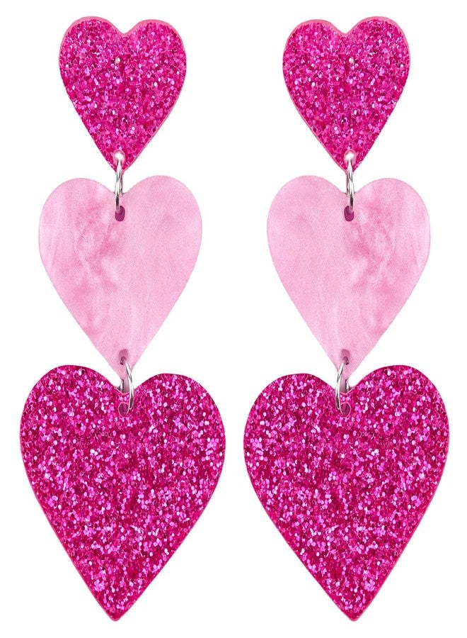 Cifudec Heart Earrings Dangle Valentine's Day Earrings Heart Earrings Cute Love Dangling Heart Earrings for Women, Normal, Acrylic, No Gemstone - Image 1