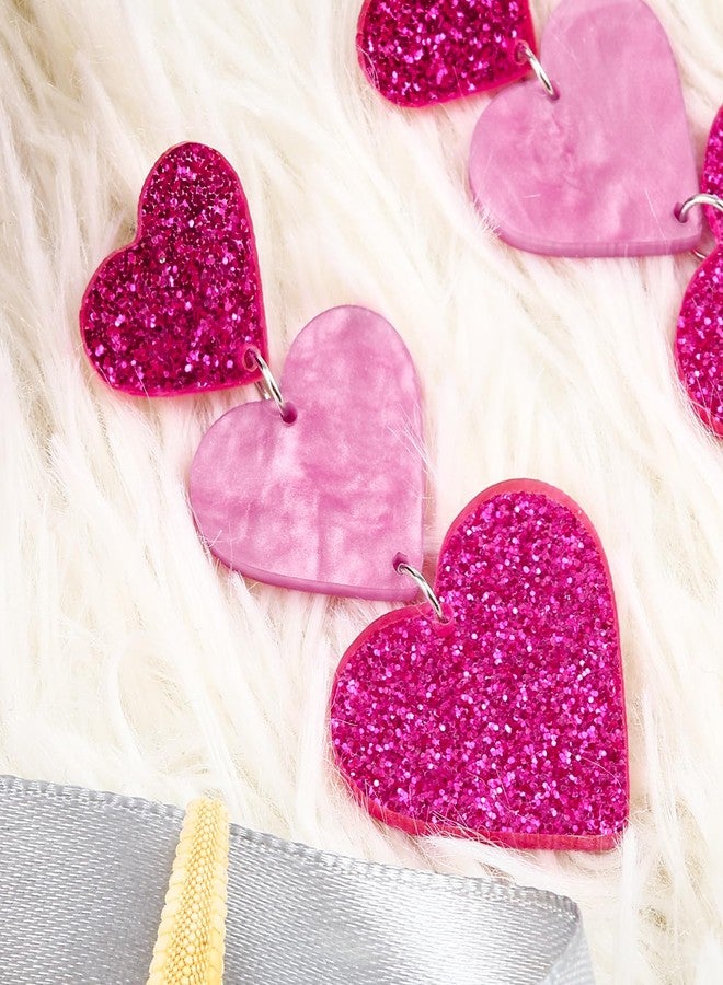 Cifudec Heart Earrings Dangle Valentine's Day Earrings Heart Earrings Cute Love Dangling Heart Earrings for Women, Normal, Acrylic, No Gemstone - Image 4