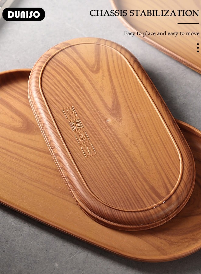DUNISO Imitation Bamboo Trays, 3 Pcs Oval Solid Imitation wood Serving Trays, Eco-Friendly and Durable Platters for Food Vegetables and Fruits, Flower Plant Boards for Indoor and Outdoor Plants - Image 3