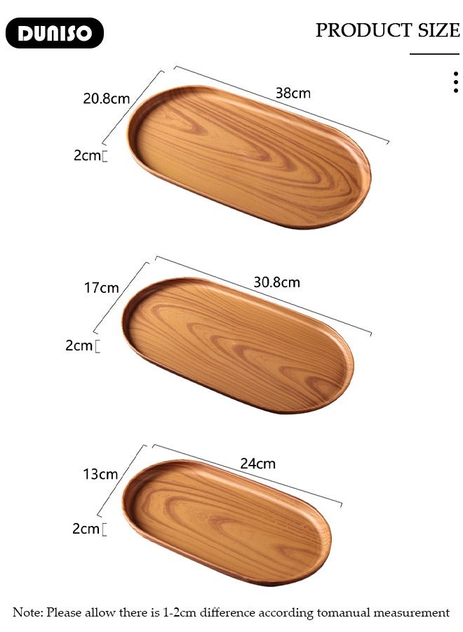 DUNISO Imitation Bamboo Trays, 3 Pcs Oval Solid Imitation wood Serving Trays, Eco-Friendly and Durable Platters for Food Vegetables and Fruits, Flower Plant Boards for Indoor and Outdoor Plants - Image 4