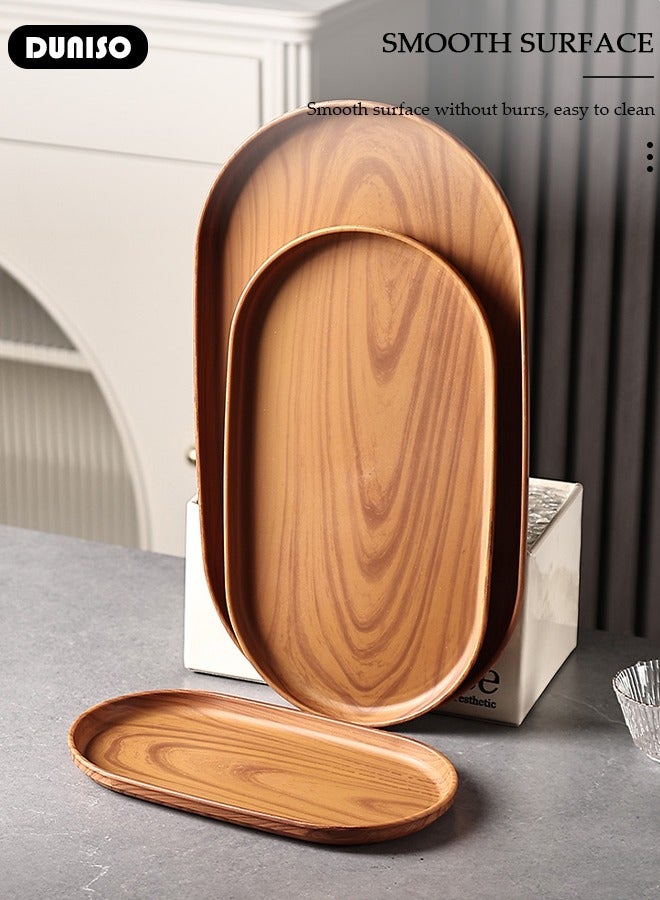 DUNISO Imitation Bamboo Trays, 3 Pcs Oval Solid Imitation wood Serving Trays, Eco-Friendly and Durable Platters for Food Vegetables and Fruits, Flower Plant Boards for Indoor and Outdoor Plants - Image 5