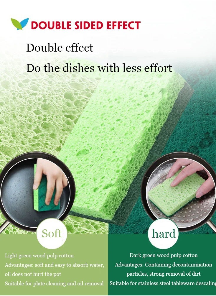 3 Pieces Dishwashing Sponge Block Biodegradable Wood Pulp Cotton Dishwashing Wipe Kitchen Cleaning Cloth Foam Dishwashing Tools