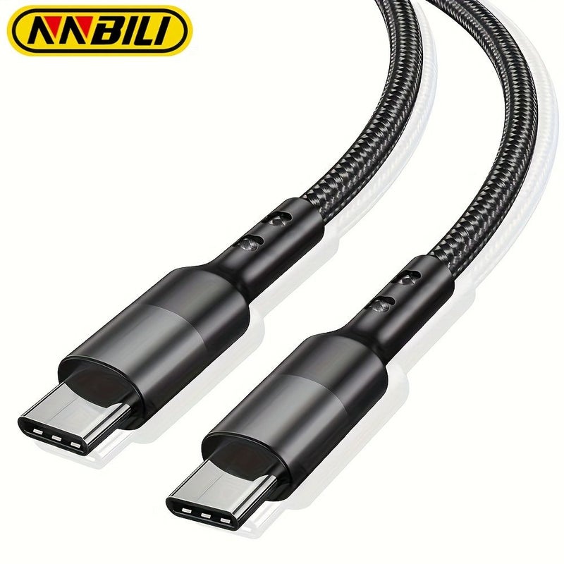كابل شحن Nnbli USB من النوع C بقدرة 60 واط، شحن سريع تيربو، طول 59.06 بوصة، أسود - Image 1