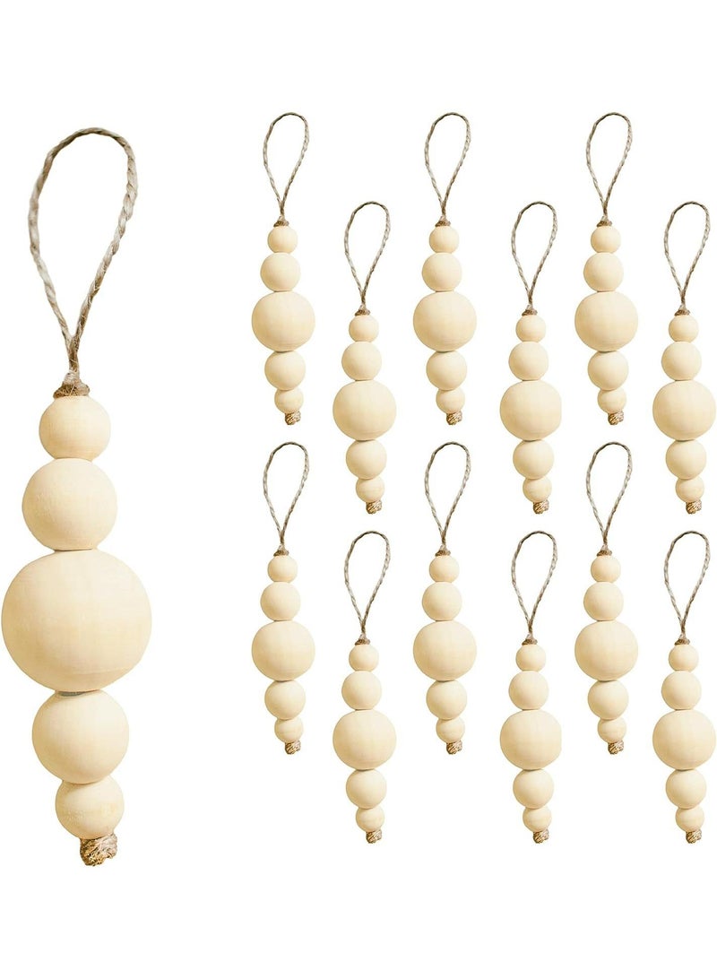 Bluejw Pack Of 12 Wood Bead Ornament For Decoration Natural Modern Minimalist Hanging Home Decor Bohemian Holiday Decorations - Image 1