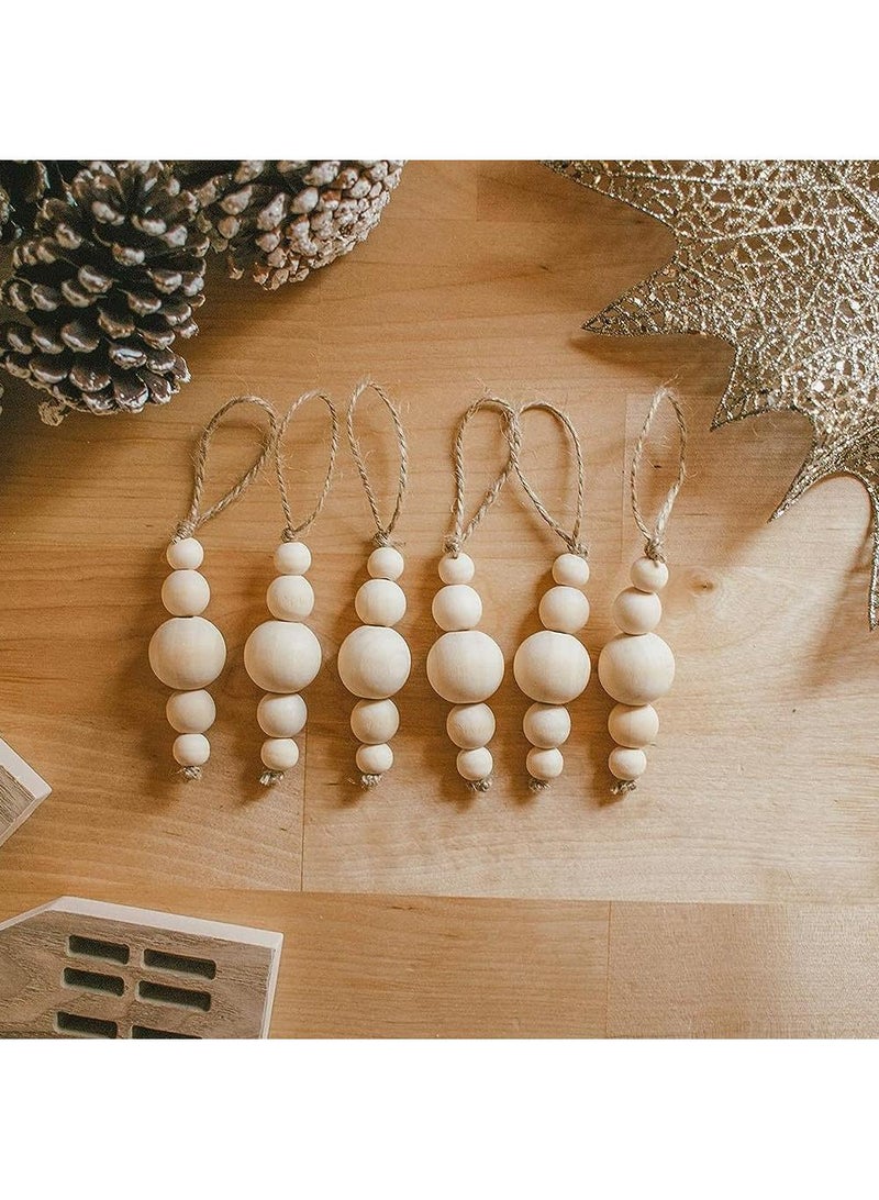 Bluejw Pack Of 12 Wood Bead Ornament For Decoration Natural Modern Minimalist Hanging Home Decor Bohemian Holiday Decorations - Image 3