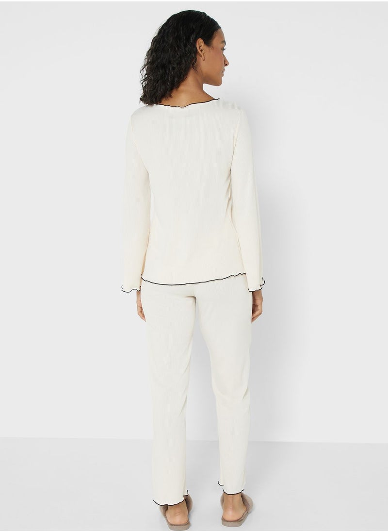 Ginger - Contrast Trim Pyjama Set - Image 1