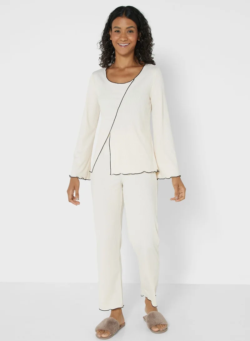 Ginger Contrast Trim Pyjama Set