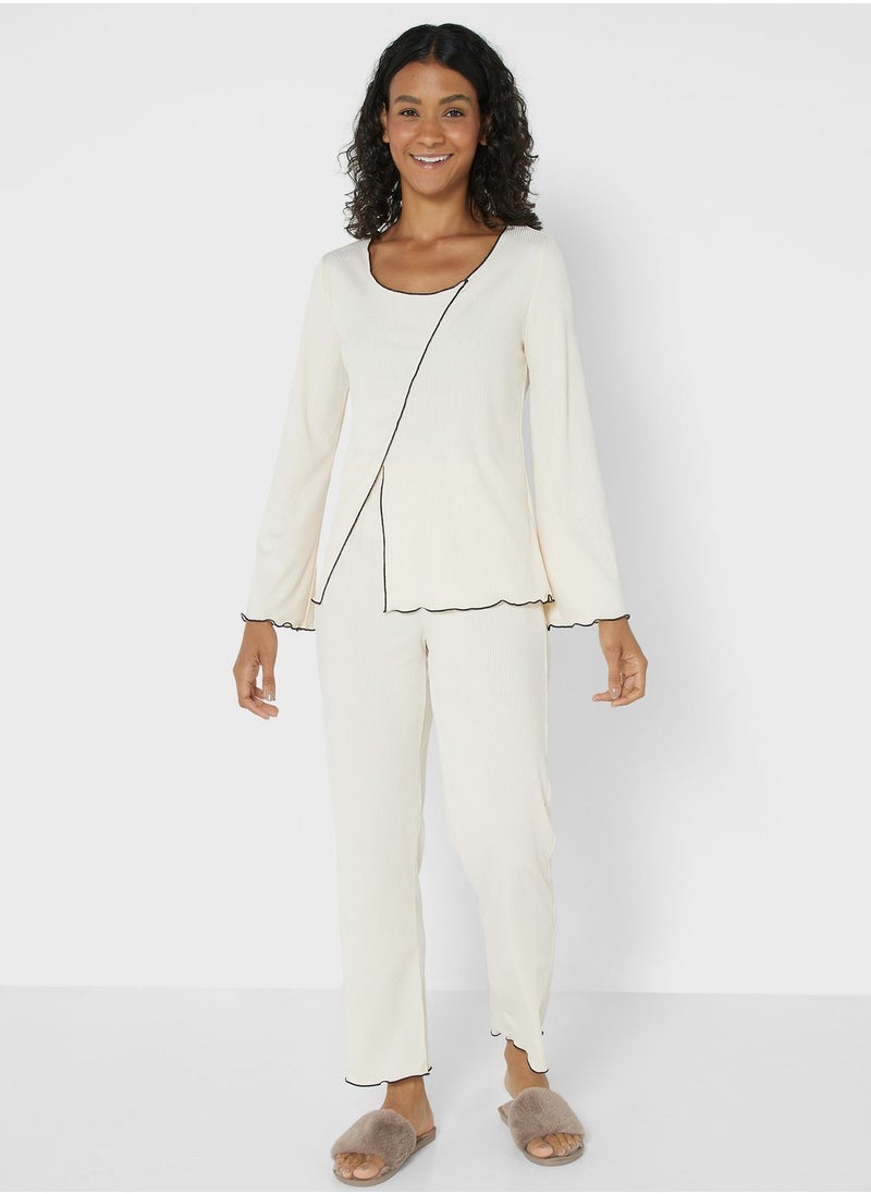 Ginger - Contrast Trim Pyjama Set - Image 1