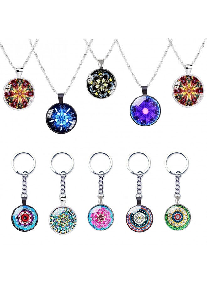 HERZWILD 20 Set Silver Plated Round Bezel with Glass Cabochons 25 mm Alloy Tray Charms Bulk Blanks Bezel Pendant Trays Set for Photo Pendant Resin Craft Jewelry Making(Silver) - Image 4
