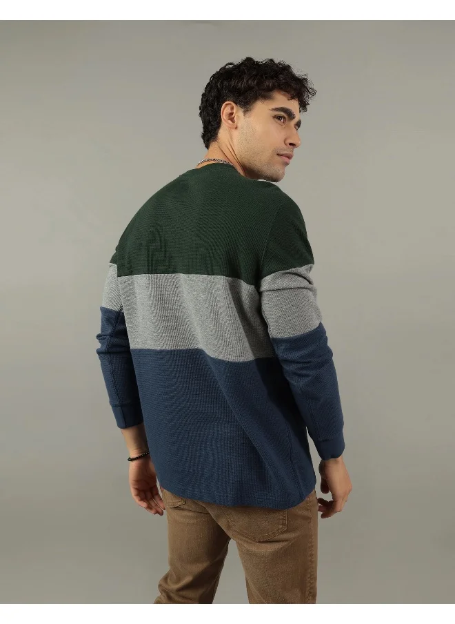 American Eagle Colorblock Crew Neck Thermal T-Shirt