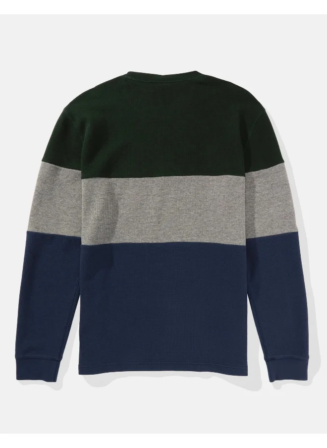American Eagle Colorblock Crew Neck Thermal T-Shirt