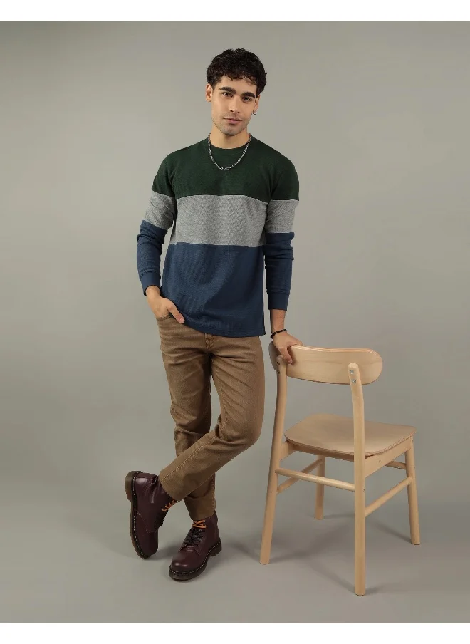 American Eagle Colorblock Crew Neck Thermal T-Shirt